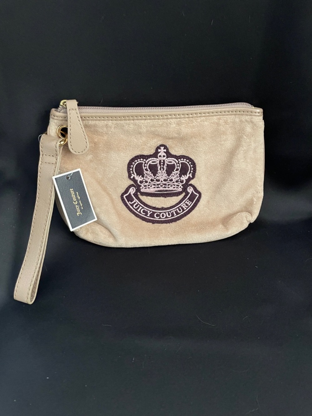 Juicy Couture Tan soft Wristlet with Crown Emblem
